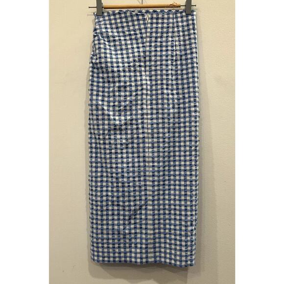 Zara Blue and White Gingham Midi Skirt, XS - Picture 3 of 5